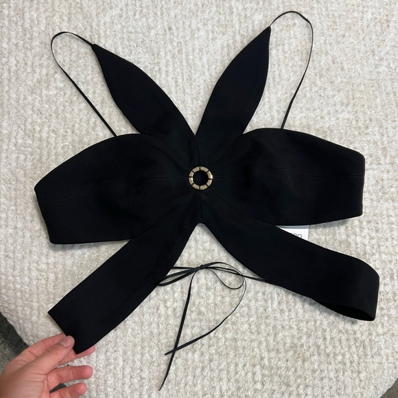 NWT Ronny Kobo Nooshie flower leaf Top black ($378) - Medium - Picture 7 of 9